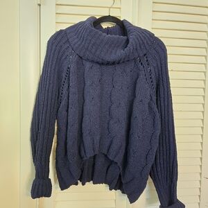 L DR2 Deep Blue Cowl Neck Sweater